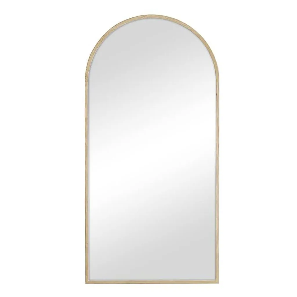 A light wooden mirror. 