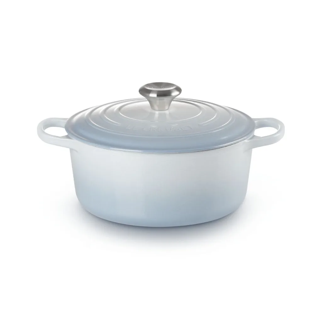 Light blue Le Crueset for a wedding gift. 