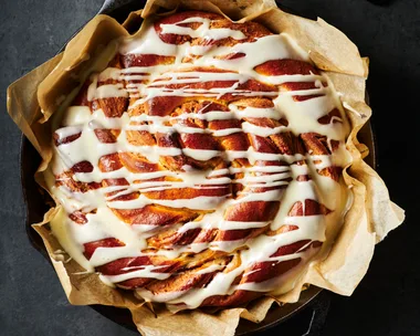 Biscoff butter scroll with crème fraîche glaze