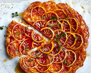 bitter lemon and honey tarte tatin