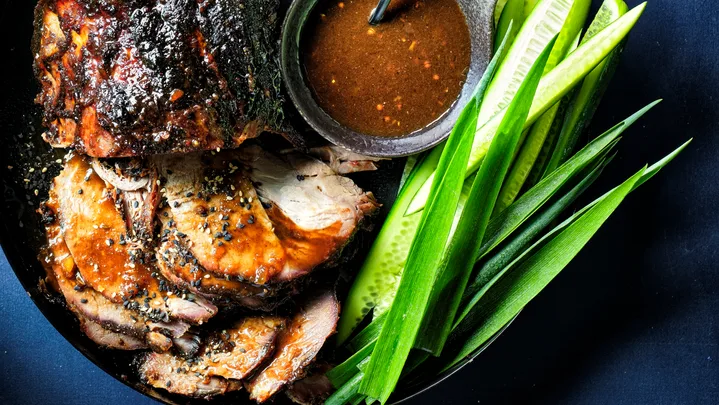 Caramelised roast pork with five spice and ginger