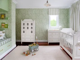 A green and white nursery.