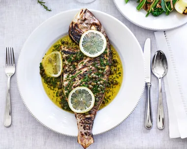 Whole baked snapper with herb butter