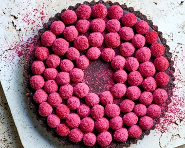No-bake chocolate and raspberry sherbet tart