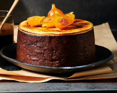 Fig fruit cake with caramelised marzipan