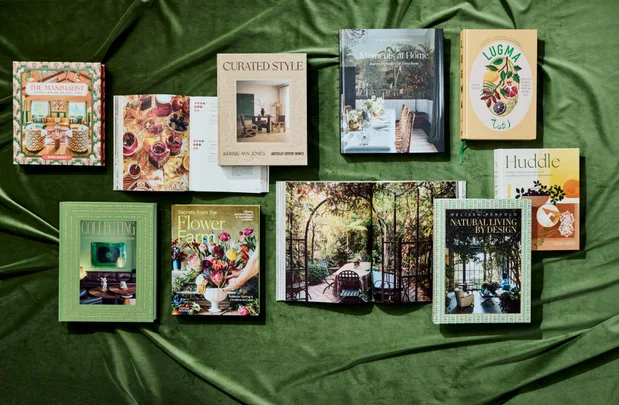 10 non-fiction books on top of a green cloth