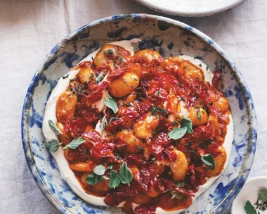 Comfort butter beans with roasted cherry tomatoes