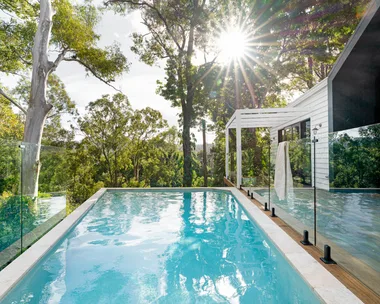 hinterland log cabin swimming pool