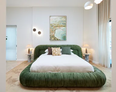 Courtney and Grant's The Block 2024 Main Bedroom and Walk In Robe