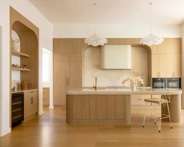 The modern coastal kitchen inside a Brisbane new build.