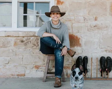 Edwina Bartholomew on the verandah of her country homestead, Warramba