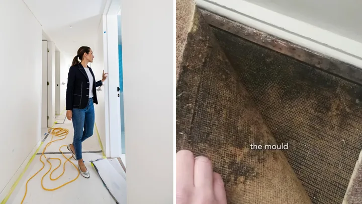 Georgina Wilson architect with mouldy carpet from TikTok video