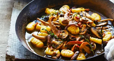 Potato gnocchi with wild mushrooms in white wine