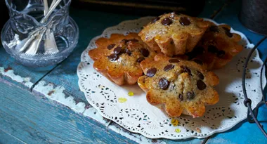 Gluten free friands with orange, chocolate chip and hazelnut