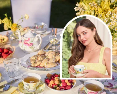 Miranda Kerr with her Royal Albert Australiana collection