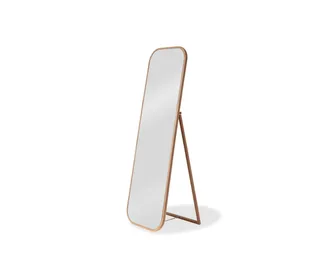 Ola Full Length Curved Rectangle Oak Mirror, Mocka