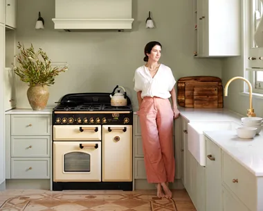 Olli Ella cofounder Chloe Brookman home sage green kitchen