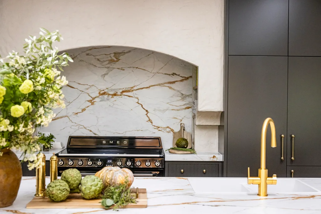 Rachel and Ryan's kitchen at their South Coast holiday home. 