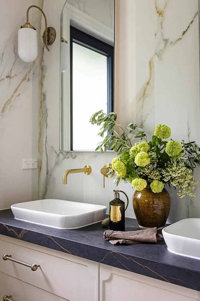 Rachel and Ryan's bathroom in their South Coast holiday home.