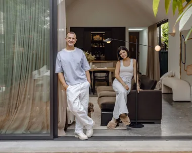 Steph and Gian home couple out back credit Trudy Pagden