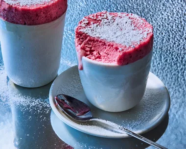 Strawberry cranberry frozen souffles