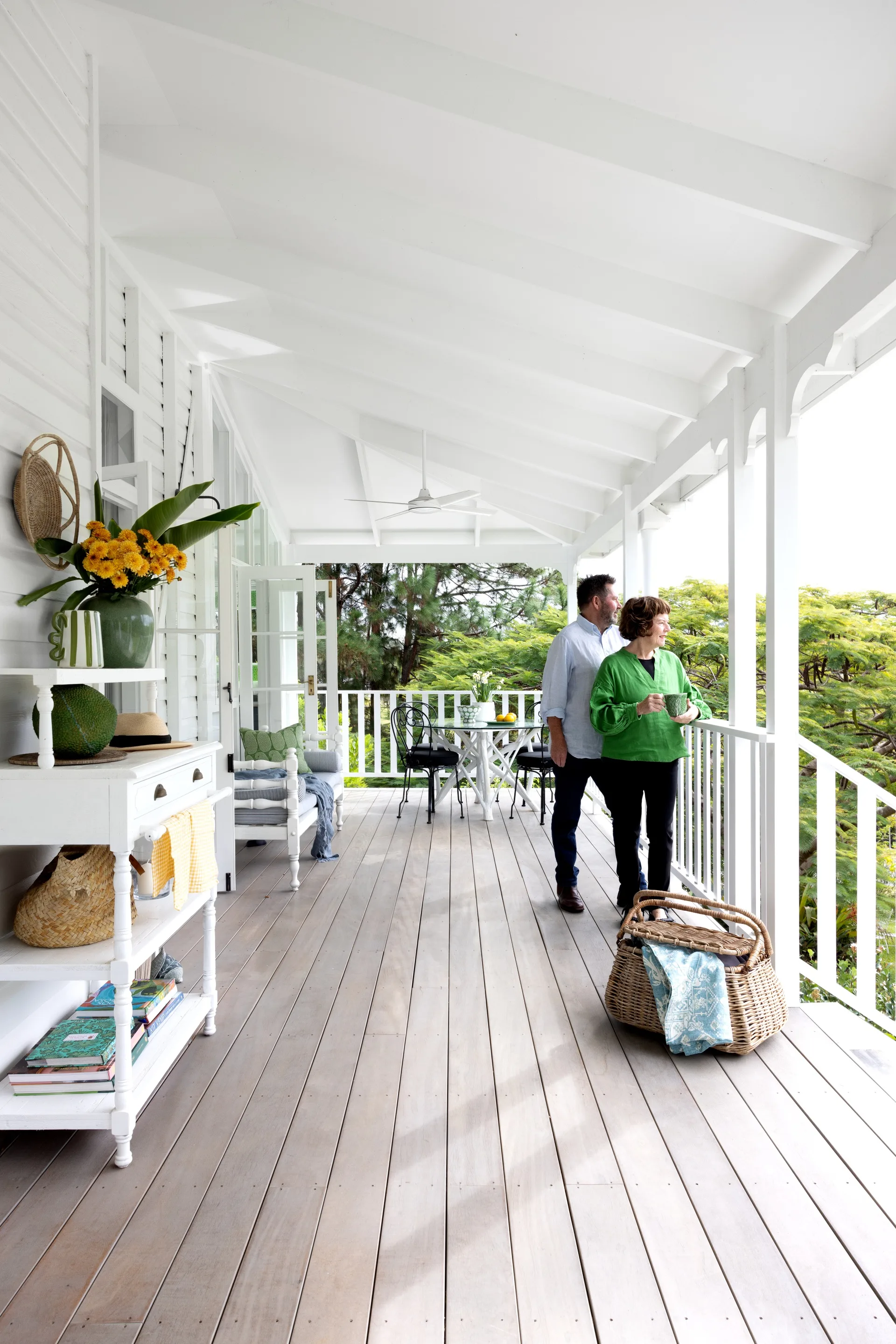 Owners Sue and Justin taking in the views from the veranda.