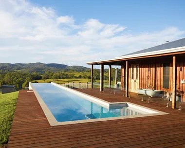 Timber family home with a pool.