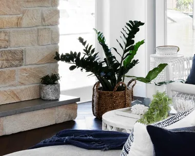 Hamptons style living room with Zanzibar gem in corner