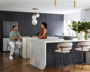 Zoe and Benji Marshall Sydney home kitchen island