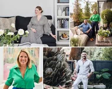 A collage of headshots of Australian design influencers. They are Elle Lovelock, Chyka and Bruce Keebaugh, Darren Palmer, Wendy Moore and Kyal and Kara Demmrich